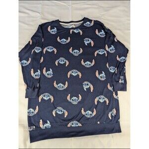 Disney Stitch Navy Allover Print Sweater Womens Size M Pullover
